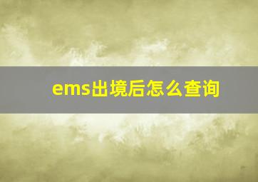 ems出境后怎么查询