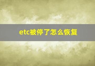 etc被停了怎么恢复