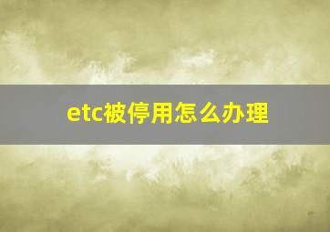 etc被停用怎么办理