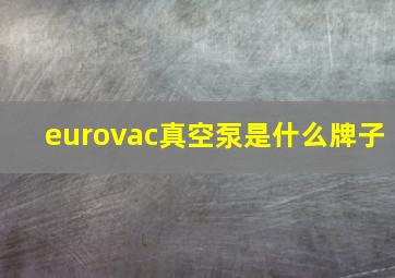 eurovac真空泵是什么牌子