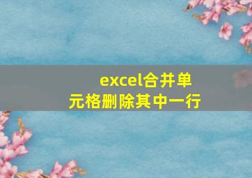 excel合并单元格删除其中一行