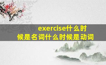 exercise什么时候是名词什么时候是动词