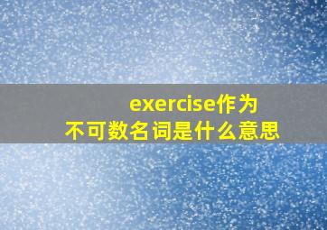 exercise作为不可数名词是什么意思