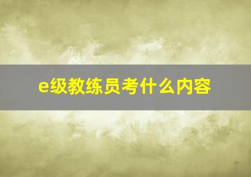 e级教练员考什么内容