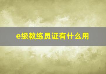 e级教练员证有什么用