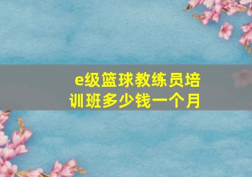 e级篮球教练员培训班多少钱一个月