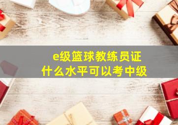 e级篮球教练员证什么水平可以考中级