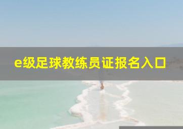 e级足球教练员证报名入口