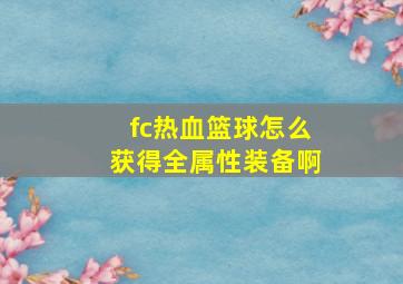 fc热血篮球怎么获得全属性装备啊