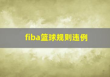 fiba篮球规则违例