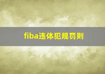 fiba违体犯规罚则