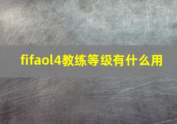 fifaol4教练等级有什么用