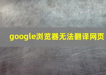 google浏览器无法翻译网页