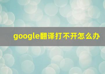 google翻译打不开怎么办