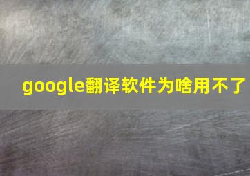 google翻译软件为啥用不了