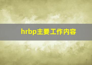 hrbp主要工作内容