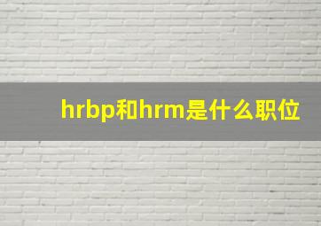 hrbp和hrm是什么职位