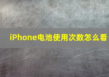 iPhone电池使用次数怎么看