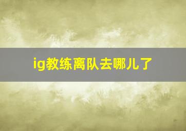 ig教练离队去哪儿了