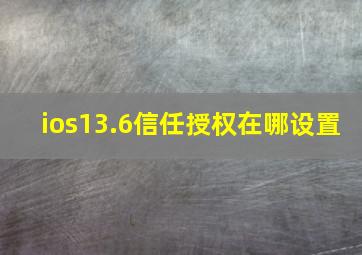 ios13.6信任授权在哪设置