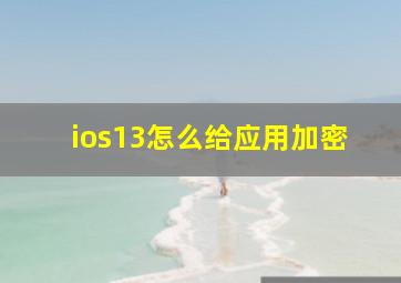 ios13怎么给应用加密