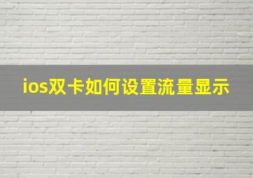 ios双卡如何设置流量显示