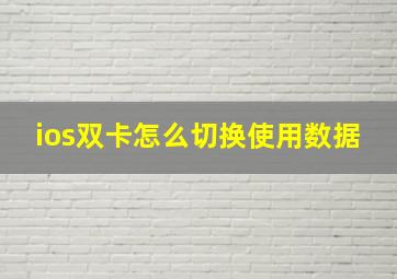 ios双卡怎么切换使用数据