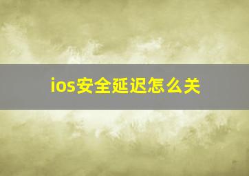 ios安全延迟怎么关