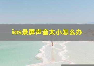 ios录屏声音太小怎么办