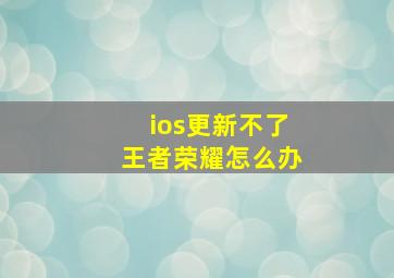 ios更新不了王者荣耀怎么办