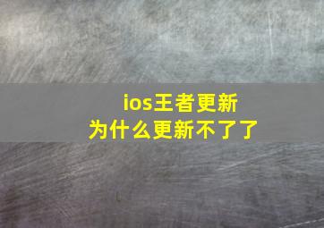 ios王者更新为什么更新不了了