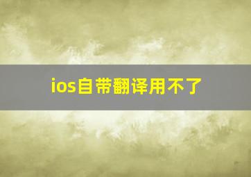 ios自带翻译用不了