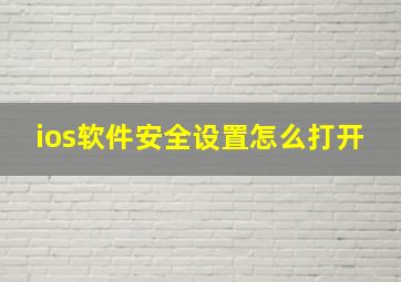 ios软件安全设置怎么打开