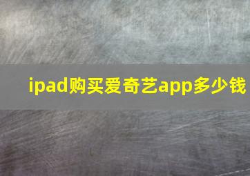 ipad购买爱奇艺app多少钱