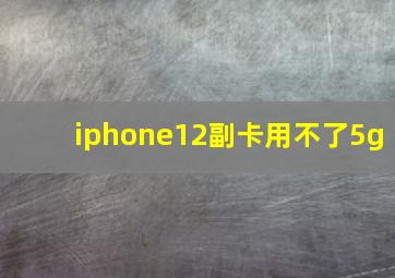 iphone12副卡用不了5g