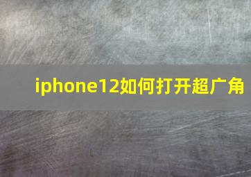 iphone12如何打开超广角