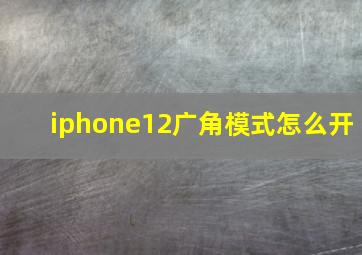 iphone12广角模式怎么开