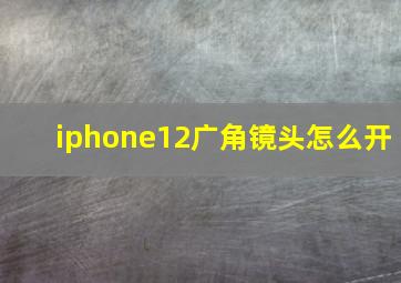 iphone12广角镜头怎么开