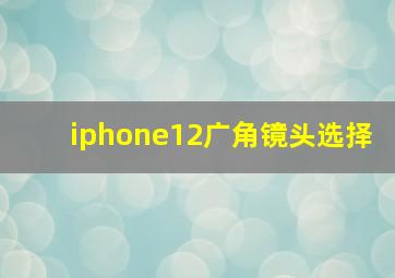 iphone12广角镜头选择