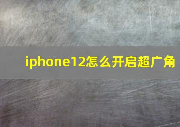 iphone12怎么开启超广角