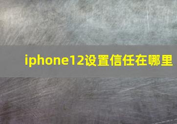 iphone12设置信任在哪里