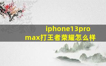 iphone13promax打王者荣耀怎么样