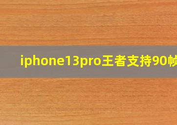 iphone13pro王者支持90帧吗