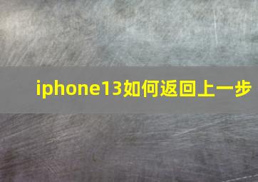 iphone13如何返回上一步