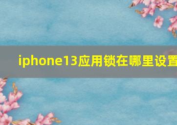 iphone13应用锁在哪里设置