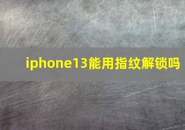 iphone13能用指纹解锁吗