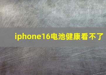 iphone16电池健康看不了