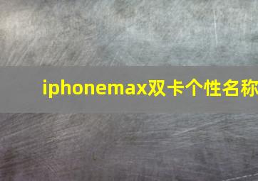 iphonemax双卡个性名称