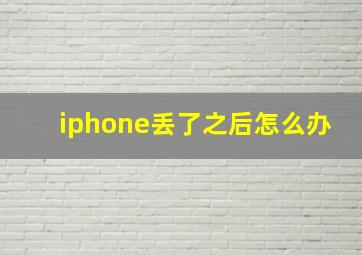 iphone丢了之后怎么办