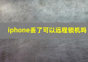 iphone丢了可以远程锁机吗